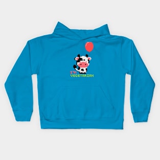 Vegetarian Cow with baloon Kids Hoodie